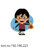 bitcoin crypto currency theme cartoon female woman miner girl vector. bitcoin crypto currency theme cartoon female woman miner girl. Стоковая иллюстрация, агентство Ingram Publishing / Фотобанк Лори