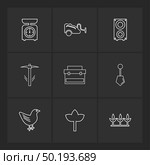 weight , spade , speaker , hardware , tools ,labour , constructions , icon, vector, design,  flat,  collection, style, creative,  icons , electronics , . Стоковая иллюстрация, агентство Ingram Publishing / Фотобанк Лори