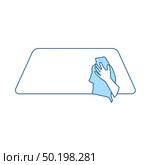 Wipe Car Window Icon. Thin Line With Blue Fill Design. Vector Illustration. Стоковая иллюстрация, агентство Ingram Publishing / Фотобанк Лори