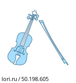 Violin Icon. Thin Line With Blue Fill Design. Vector Illustration. Стоковая иллюстрация, агентство Ingram Publishing / Фотобанк Лори