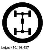 Undercarriage Chassis Carriage for car Vehicle frame icon in circle round black color vector illustration flat style simple image. Undercarriage Chassis Carriage for car Vehicle frame icon in circle round black color vector illustration flat style image. Стоковая иллюстрация, агентство Ingram Publishing / Фотобанк Лори