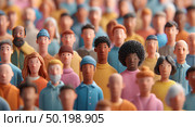 A group of people are standing in a line, with some wearing blue. Стоковое AI-изображение, AI-художник Ярославский Максим / Фотобанк Лори