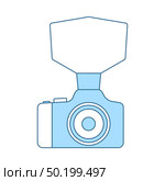 Camera With Fashion Flash Icon. Thin Line With Blue Fill Design. Vector Illustration. Стоковая иллюстрация, агентство Ingram Publishing / Фотобанк Лори
