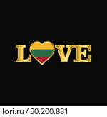 Golden Love typography Lithuania flag design vector. Стоковая иллюстрация, агентство Ingram Publishing / Фотобанк Лори