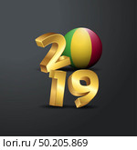 2019 Golden Typography with Mali Flag. Happy New Year Lettering. Стоковая иллюстрация, агентство Ingram Publishing / Фотобанк Лори