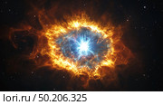 Stunning celestial display of a star's death in vibrant colors captured in deep space. Стоковое AI-изображение, AI-художник Михаил Коханчиков / Фотобанк Лори