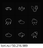 car , tree , thunder  , ecology , sun , cloud , rain , weather , icon, vector, design,  flat,  collection, style, creative,  icons , sky , pointer , mouse , tree , enviroment , cloudy,icon, vector, design,  flat,  collection, style, creative,  icons. Стоковая иллюстрация, агентство Ingram Publishing / Фотобанк Лори
