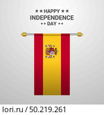 Spain Independence day hanging flag background. Стоковое фото, агентство Ingram Publishing / Фотобанк Лори