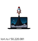 notebook laptop boost start up space rocket shuttle theme vector. notebook laptop boost start up space rocket shuttle theme. Стоковая иллюстрация, агентство Ingram Publishing / Фотобанк Лори