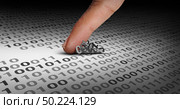 Concept of a hacker as a cyber criminal hacking software or a hack and malware technology crime symbol and computer virus destroying data and altering digital code as an internet security conept in a 3D illustration style. Стоковое фото, агентство Ingram Publishing / Фотобанк Лори