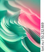 Soft gradients of pink and green intertwine in smooth, flowing patterns that evoke a sense of calm and creativity, reminiscent of a serene sunset over an abstract landscape Generative AI. Стоковое AI-изображение, AI-художник Юлия Петровская / Фотобанк Лори