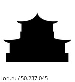 Chinese house silhouette Traditional Asian pagoda Japanese cathedral Facade icon black color vector illustration flat style simple image. Chinese house silhouette Traditional Asian pagoda Japanese cathedral Facade icon black color vector illustration flat style image. Стоковая иллюстрация, агентство Ingram Publishing / Фотобанк Лори