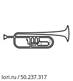 Trumpet Clarion music instrument icon outline black color vector illustration flat style simple image. Стоковая иллюстрация, агентство Ingram Publishing / Фотобанк Лори
