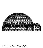 Igloo dwelling with icy cubes blocks Place when live inuits and eskimos Arctic home Dome shape icon outline black color vector illustration flat style simple image. Стоковая иллюстрация, агентство Ingram Publishing / Фотобанк Лори