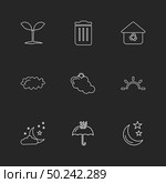 plants , dustbin , umbrella , ecology , sun , cloud , rain , weather , icon, vector, design,  flat,  collection, style, creative,  icons , sky , pointer , mouse , tree , enviroment , cloudy,icon, vector, design,  flat,  collection, style, creative,  icons. Стоковая иллюстрация, агентство Ingram Publishing / Фотобанк Лори