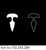 Knuckles knife icon outline set white color vector illustration flat style simple image. Стоковая иллюстрация, агентство Ingram Publishing / Фотобанк Лори