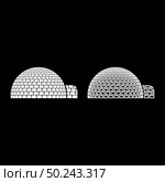 Igloo dwelling with icy cubes blocks Place when live inuits and eskimos Arctic home Dome shape icon outline set white color vector illustration flat style simple image. Стоковая иллюстрация, агентство Ingram Publishing / Фотобанк Лори
