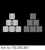 Pyramid crates Wooden boxs Containers icon outline set white color vector illustration flat style simple image. Стоковая иллюстрация, агентство Ingram Publishing / Фотобанк Лори