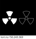 Radioactivity Symbol Nuclear sign icon outline set white color vector illustration flat style simple image. Стоковая иллюстрация, агентство Ingram Publishing / Фотобанк Лори