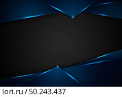 Abstract blue triangles with lighting laser on black background with space for your text. Technology concept. Vector illustration. Стоковая иллюстрация, агентство Ingram Publishing / Фотобанк Лори