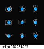travel , destination , shopping , reset , calender , camera , sports , calcualtor , folders , globe , world ,icon, vector, design,  flat,  collection, style, creative,  icons. Стоковая иллюстрация, агентство Ingram Publishing / Фотобанк Лори