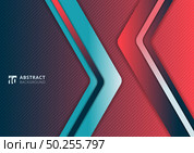 Abstract modern gradient vibrant color triangle geometric overlap layer on pink and blue background technology concept. Arrow shape direction template for cover brochure, poster, banner web, flyer, presentation, etc. Vector illustration. Стоковая иллюстрация, агентство Ingram Publishing / Фотобанк Лори