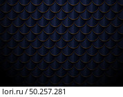 Abstract elegant dark blue and gold geometric semicircle pattern background and texture. Fish scale, roof texture, Vector illustration. Стоковая иллюстрация, агентство Ingram Publishing / Фотобанк Лори