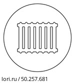 Cast iron battery Heating radiator icon in circle round outline black color vector illustration flat style simple image. Cast iron battery Heating radiator icon in circle round outline black color vector illustration flat style image. Стоковая иллюстрация, агентство Ingram Publishing / Фотобанк Лори