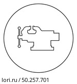 Vice Jaw vise Repair clamp tool icon in circle round outline black color vector illustration flat style simple image. Vice Jaw vise Repair clamp tool icon in circle round outline black color vector illustration flat style image. Стоковая иллюстрация, агентство Ingram Publishing / Фотобанк Лори