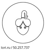 Woman head with scythe Face in front icon in circle round outline black color vector illustration flat style simple image. Woman head with scythe Face in front icon in circle round outline black color vector illustration flat style image. Стоковая иллюстрация, агентство Ingram Publishing / Фотобанк Лори