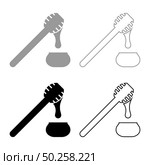 Honey drips from honey spoon into pot Stick with wooden and jar liquid nectar icon outline set black grey color vector illustration flat style simple image. Honey drips from honey spoon into pot Stick with wooden and jar liquid nectar icon outline set black grey color vector illustration flat style image. Стоковая иллюстрация, агентство Ingram Publishing / Фотобанк Лори