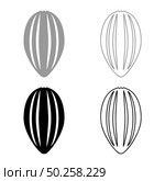 Cacao bob pod Cocoa fruit peel Chocolate seeds icon outline set black grey color vector illustration flat style simple image. Cacao bob pod Cocoa fruit peel Chocolate seeds icon outline set black grey color vector illustration flat style image. Стоковая иллюстрация, агентство Ingram Publishing / Фотобанк Лори