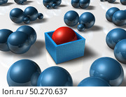 Social distancing isolation disease control and limiting contact with others to avoid infection to limit infectious spread as an abstract concept with an individual isolated from population with 3D illustration elements. . Стоковое фото, агентство Ingram Publishing / Фотобанк Лори
