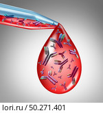 Antibody therapy and vaccine for virus infection or bacterial disease concept as oncology treatment concept using Immunoglobulin treatment with with proteins from the human body as a 3D illustration. Стоковое фото, агентство Ingram Publishing / Фотобанк Лори