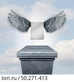 Mail in vote and voting with mailed ballots as an election symbol of casting a ballot at a polling station with a postal or internet as a democratic and democracy right 3D illustration elements. Стоковое фото, агентство Ingram Publishing / Фотобанк Лори