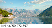 View Lovcen mountain from Bay of Kotor and Perast town. View Lovcen mountain. Стоковое фото, агентство Ingram Publishing / Фотобанк Лори
