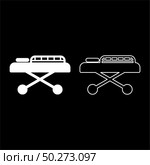 Medical bed Couch patient Hospital gurney intensive care icon outline set white color vector illustration flat style simple image. Medical bed Couch patient Hospital gurney intensive care icon outline set white color vector illustration flat style image. Стоковая иллюстрация, агентство Ingram Publishing / Фотобанк Лори