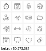 Set of 16 Universal Line Icons of profile, lock, avatar, personalization Vector Illustration. Стоковая иллюстрация, агентство Ingram Publishing / Фотобанк Лори