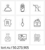 9 Universal Line Icon Pixel Perfect Symbols of paint brush, text, format, latter, alphabet Vector Illustration. Стоковая иллюстрация, агентство Ingram Publishing / Фотобанк Лори