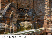A fragment of brickwork of ancient sacred Northeast Po Nagar Cham Tower of the 12th century in Nha Trang, Vietnam. Стоковое фото, фотограф Сергей Фролов / Фотобанк Лори