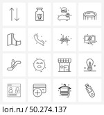 16 Universal Line Icon Pixel Perfect Symbols of destination, map, avatar, trampoline, sport Vector Illustration. Стоковая иллюстрация, агентство Ingram Publishing / Фотобанк Лори