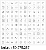 100 Universal Line Icons for Web and Mobile rejected institution, tools, media, setting, search Vector Illustration. Стоковая иллюстрация, агентство Ingram Publishing / Фотобанк Лори