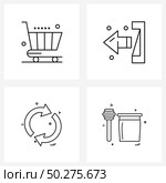 4 Universal Icons Pixel Perfect Symbols of business, direction, exit, logout, refresh Vector Illustration. Стоковая иллюстрация, агентство Ingram Publishing / Фотобанк Лори