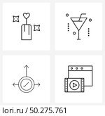 Modern Style Set of 4 line Pictograph Grid based candle; improved; valentine; bear; making Vector Illustration. Стоковая иллюстрация, агентство Ingram Publishing / Фотобанк Лори