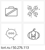 4 Universal Line Icons for Web and Mobile briefcase; messages; document; settings; sms Vector Illustration. Стоковая иллюстрация, агентство Ingram Publishing / Фотобанк Лори