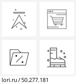 Set of 4 Line Icon Signs and Symbols of arrow; Monday; upload; online; file Vector Illustration. Стоковая иллюстрация, агентство Ingram Publishing / Фотобанк Лори