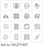 Simple Set of 16 Line Icons such as entertainment, confetti, biscuit, amusement park, temp Vector Illustration. Стоковая иллюстрация, агентство Ingram Publishing / Фотобанк Лори