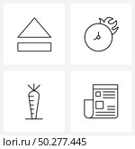 Line Icon Set of 4 Modern Symbols of control, vegetable, duration, speed, essential Vector Illustration. Стоковая иллюстрация, агентство Ingram Publishing / Фотобанк Лори
