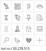 Set of 16 Simple Line Icons of pointer, wait, Christmas, jock food, food Vector Illustration. Стоковая иллюстрация, агентство Ingram Publishing / Фотобанк Лори