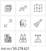 Set of 9 Line Icon Signs and Symbols of studies, avatar, map, diary, enlarge Vector Illustration. Стоковая иллюстрация, агентство Ingram Publishing / Фотобанк Лори